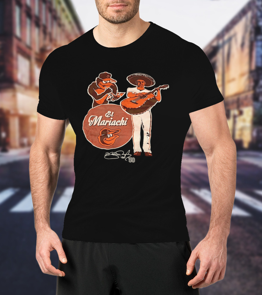 Miguel Gonzalez Baltimore Orioles El Mariachi Guitar Trumpet Player Series 22 50 T-Shirt