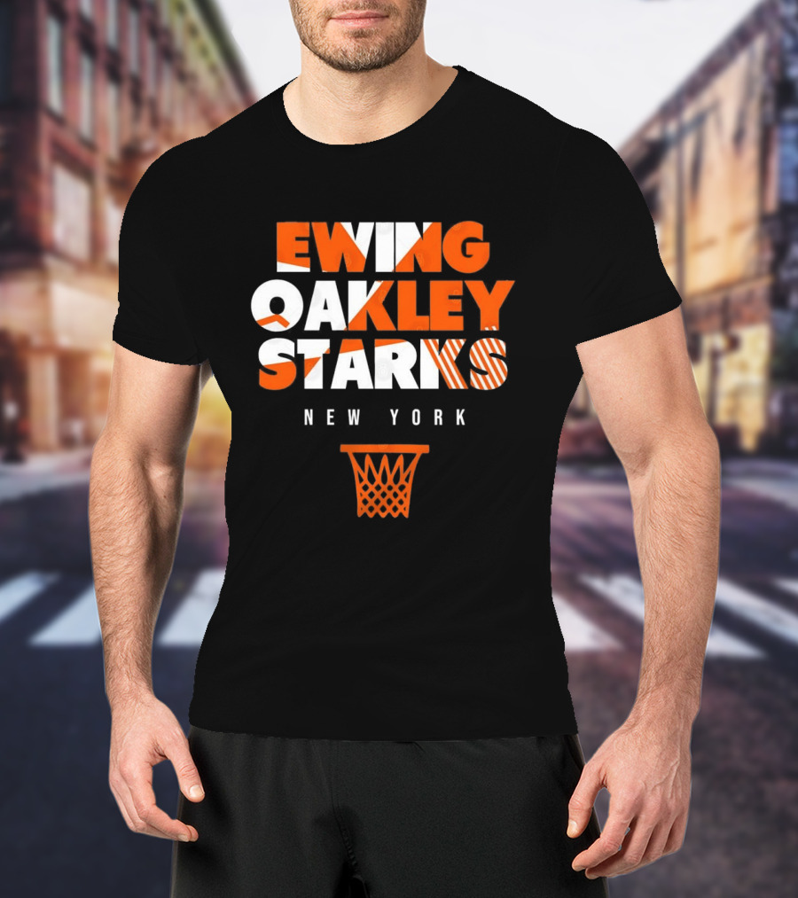 Ewing Oakley Starks New York Knicks Basketball Legends 90s Hoop T-Shirt