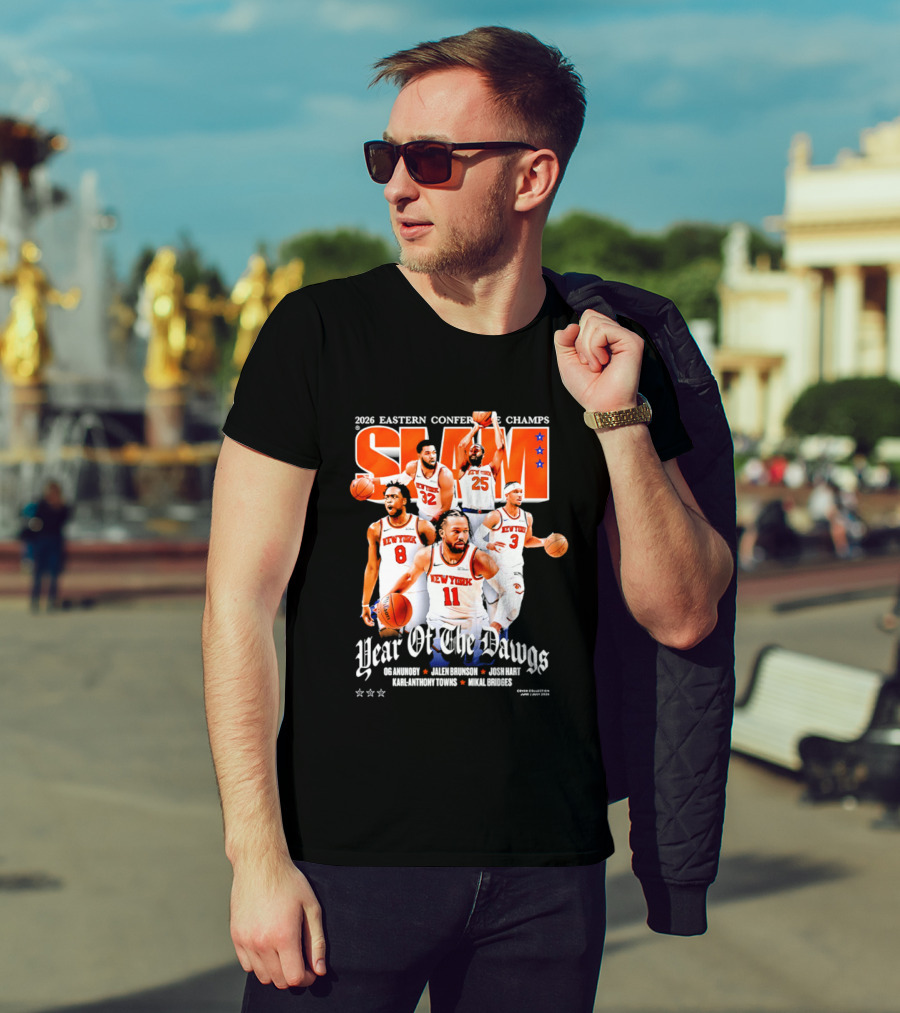 2026 Eastern Conference Champs New York Knicks Slam Year Of The Dawgs Brunson Robinson Barrett Randle Hart T-Shirt