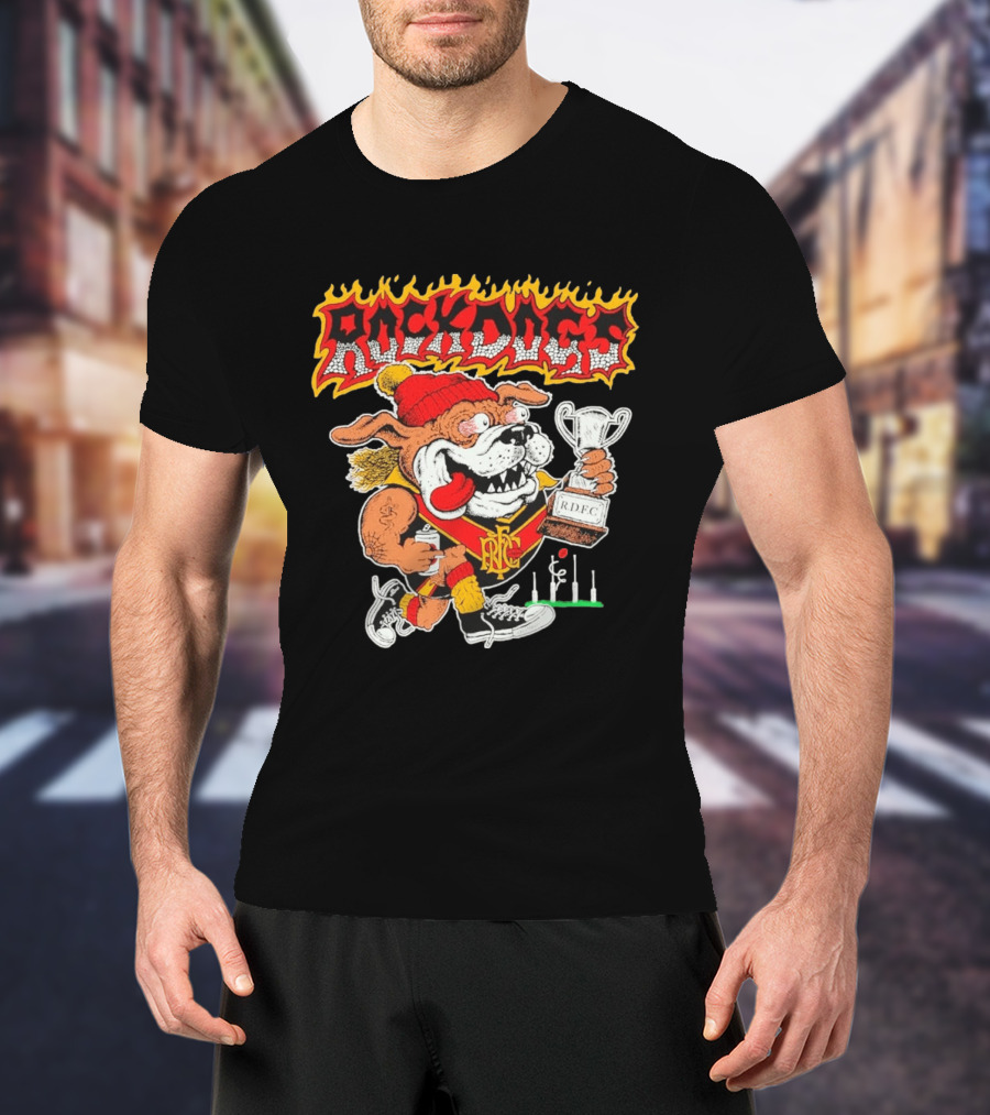 ROCKDOGS Bulldog RDFC Trophy Holder In Beanie And Sneakers T-Shirt