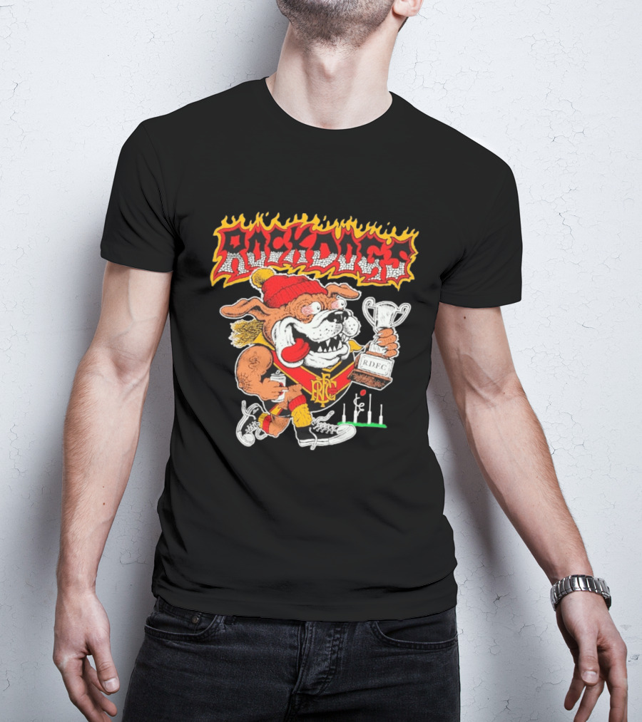 ROCKDOGS Bulldog RDFC Trophy Holder In Beanie And Sneakers T-Shirt