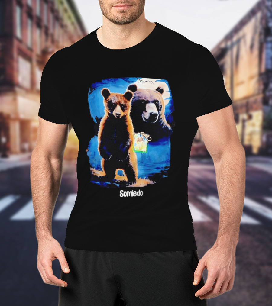Somiedo Bears Cub Wildlife Art Blue T-Shirt