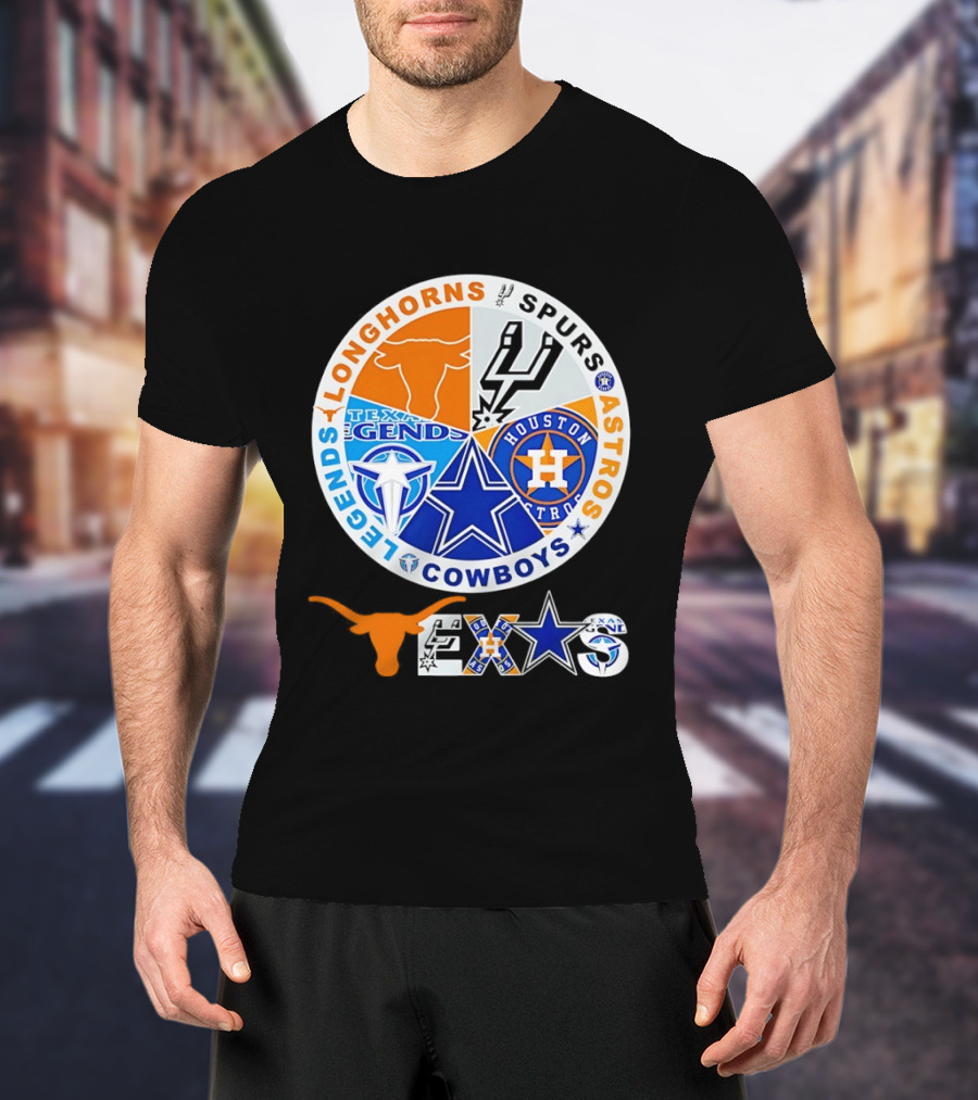 Texas Longhorns Spurs Astros Cowboys Legends Pride T-Shirt