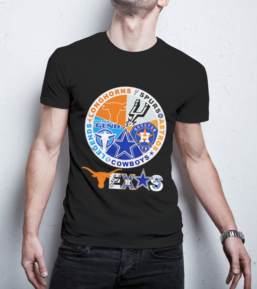 Texas Longhorns Spurs Astros Cowboys Legends Pride T-Shirt