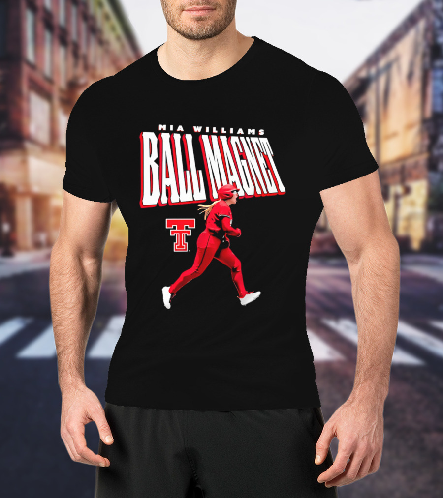 Mia Williams Ball Magnet Texas Tech Logo Running Player T-Shirt