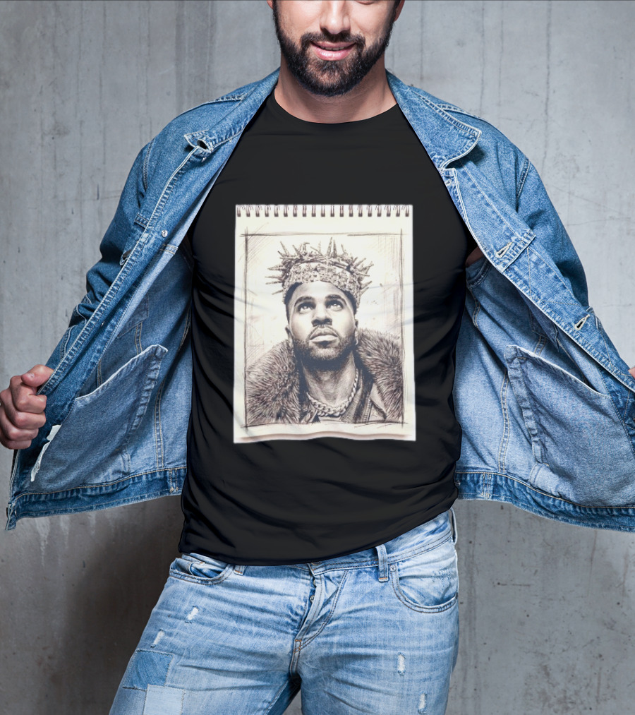 The Big Jason Derulo Sketchbook Crown Fur Chain T-Shirt