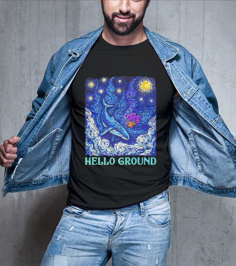 The Hitchhiker's Guide To The Galaxy Starry Night Hello Ground Whale T-Shirt