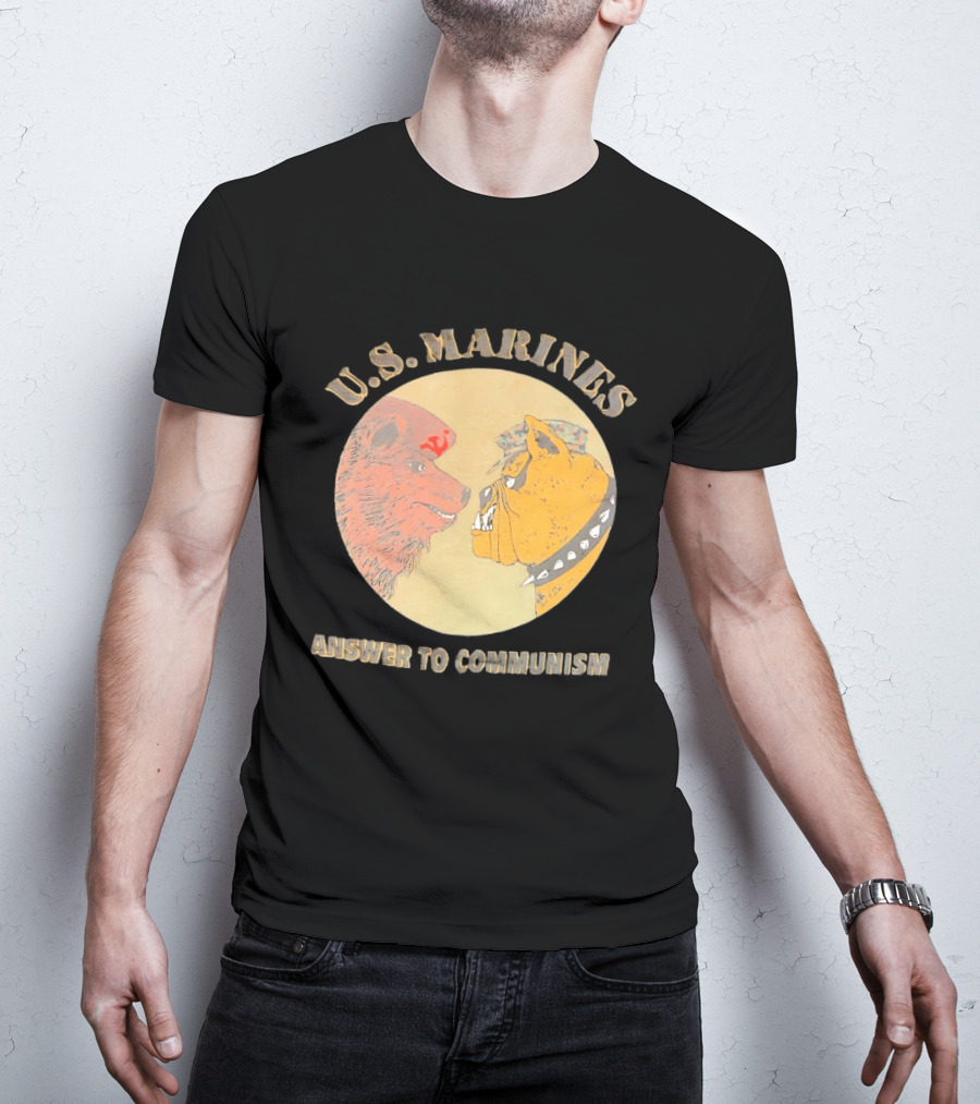U.S. Marines Answer To Communism Soviet Bear Versus Marine Bulldog T-Shirt