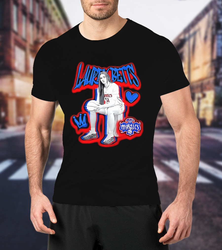 Lauren Betts Washington Mystics Basketball No. 51 Mystics Logo And Heart T-Shirt
