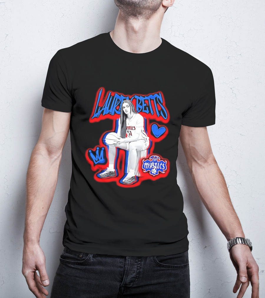 Lauren Betts Washington Mystics Basketball No. 51 Mystics Logo And Heart T-Shirt