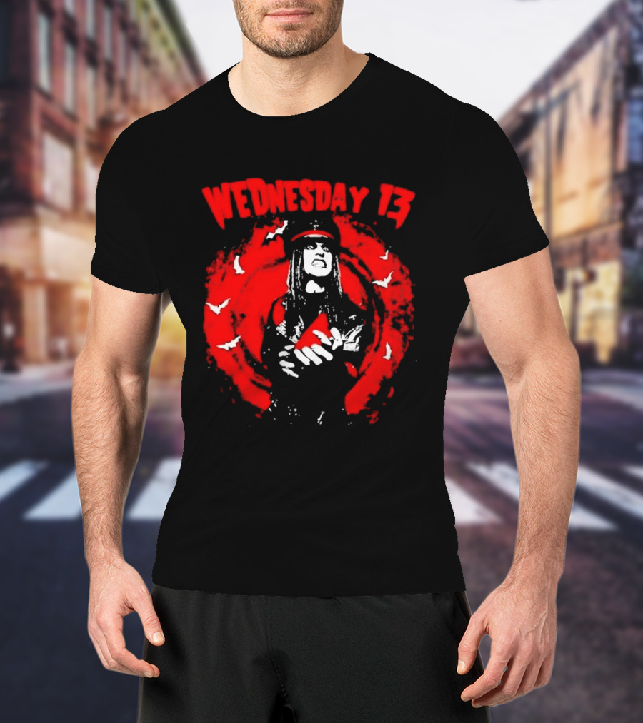 Wednesday 13 Devil Made Me Do It Horror Gothic Bats T-Shirt