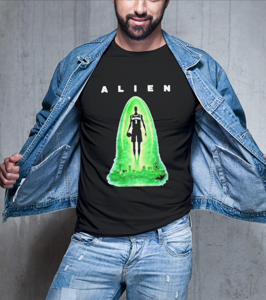 Alien Wemby San Antonio Alien Basketball Cityscape T-Shirt