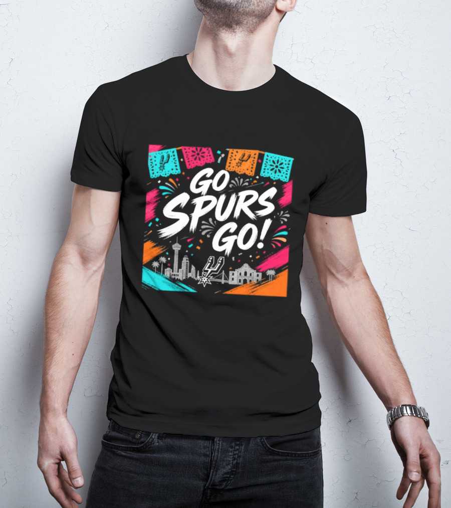 Go Spurs Go San Antonio Skyline Fiesta Celebration T-Shirt
