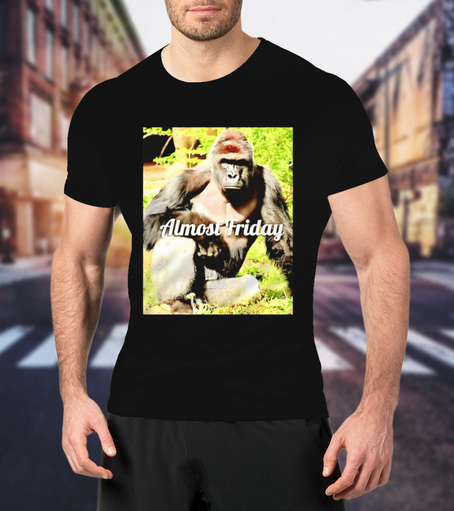 Almost Friday Gorilla Relaxing In Nature T-Shirt