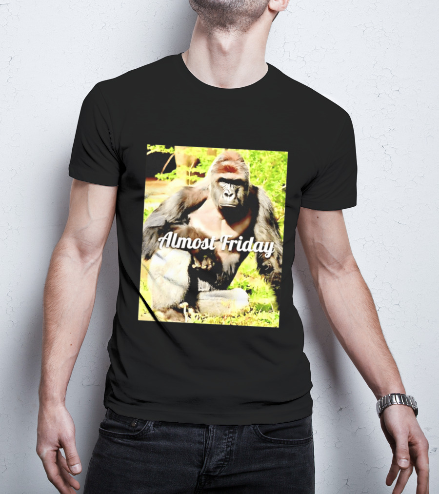 Almost Friday Gorilla Relaxing In Nature T-Shirt
