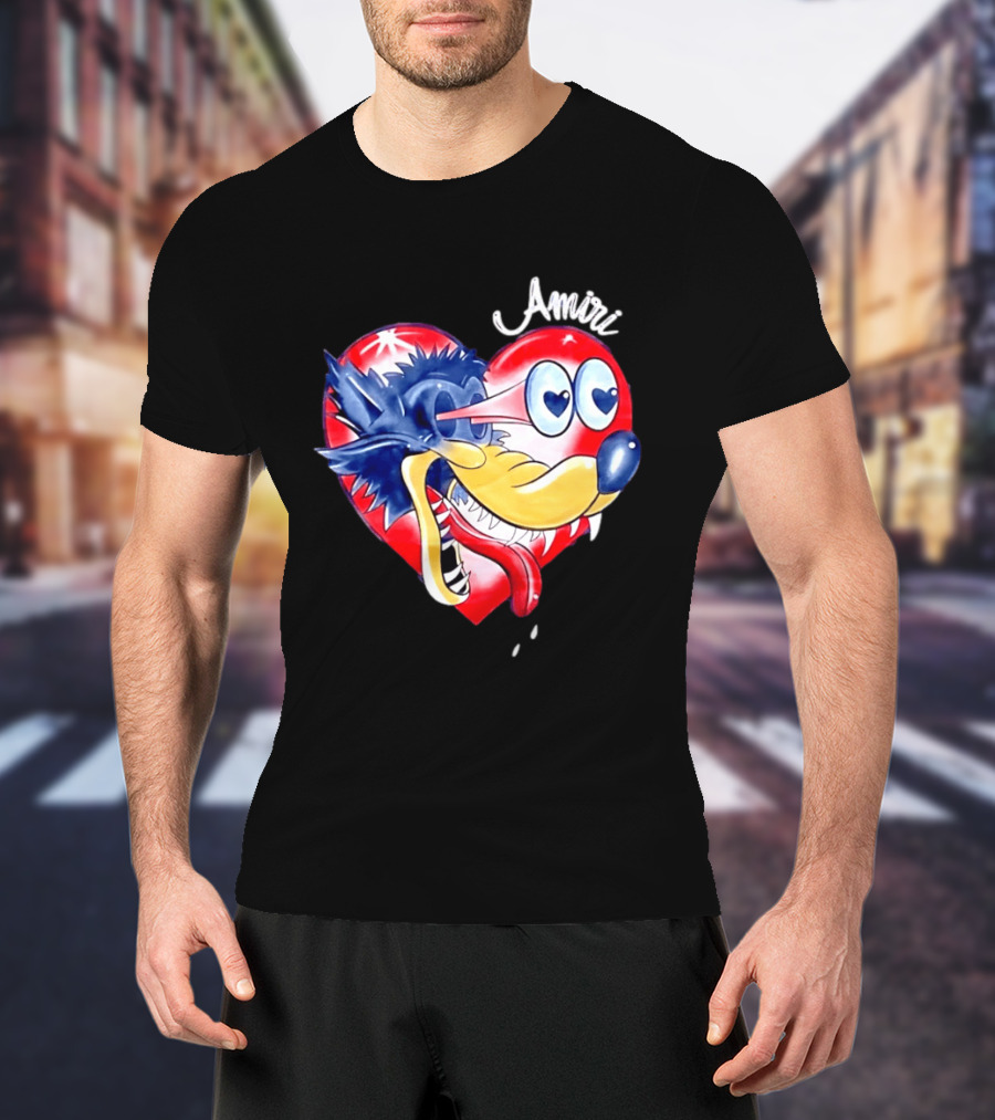Heart Wolf Amiri Iconic Pop Art Style Fusion T-Shirt
