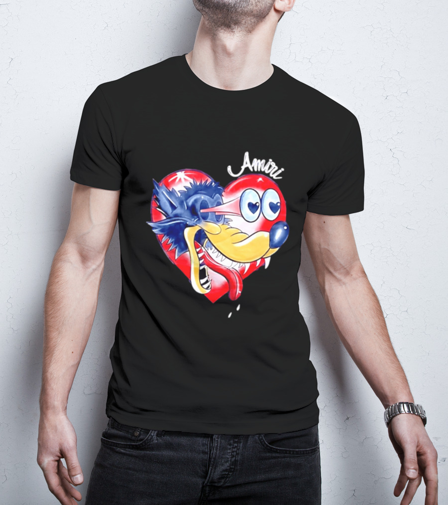 Heart Wolf Amiri Iconic Pop Art Style Fusion T-Shirt