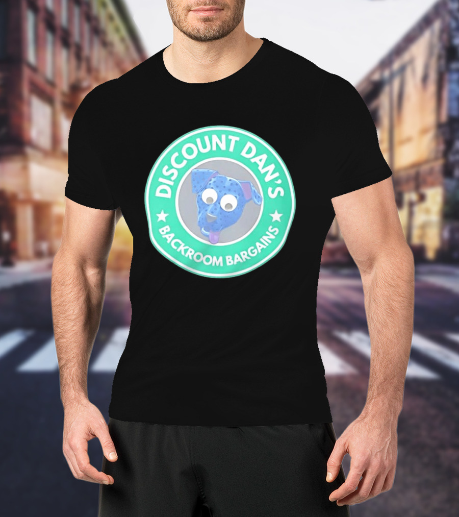 Discount Dan's Backroom Bargains Dog Face Circular T-Shirt