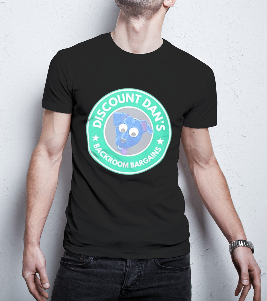Discount Dan's Backroom Bargains Dog Face Circular T-Shirt