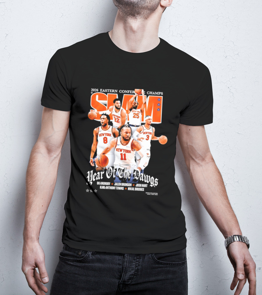 2023 Eastern Conference Champs New York Knicks SLAM Year Of The Dawgs Jalen Brunson Josh Hart Karl Anthony Towns T-Shirt