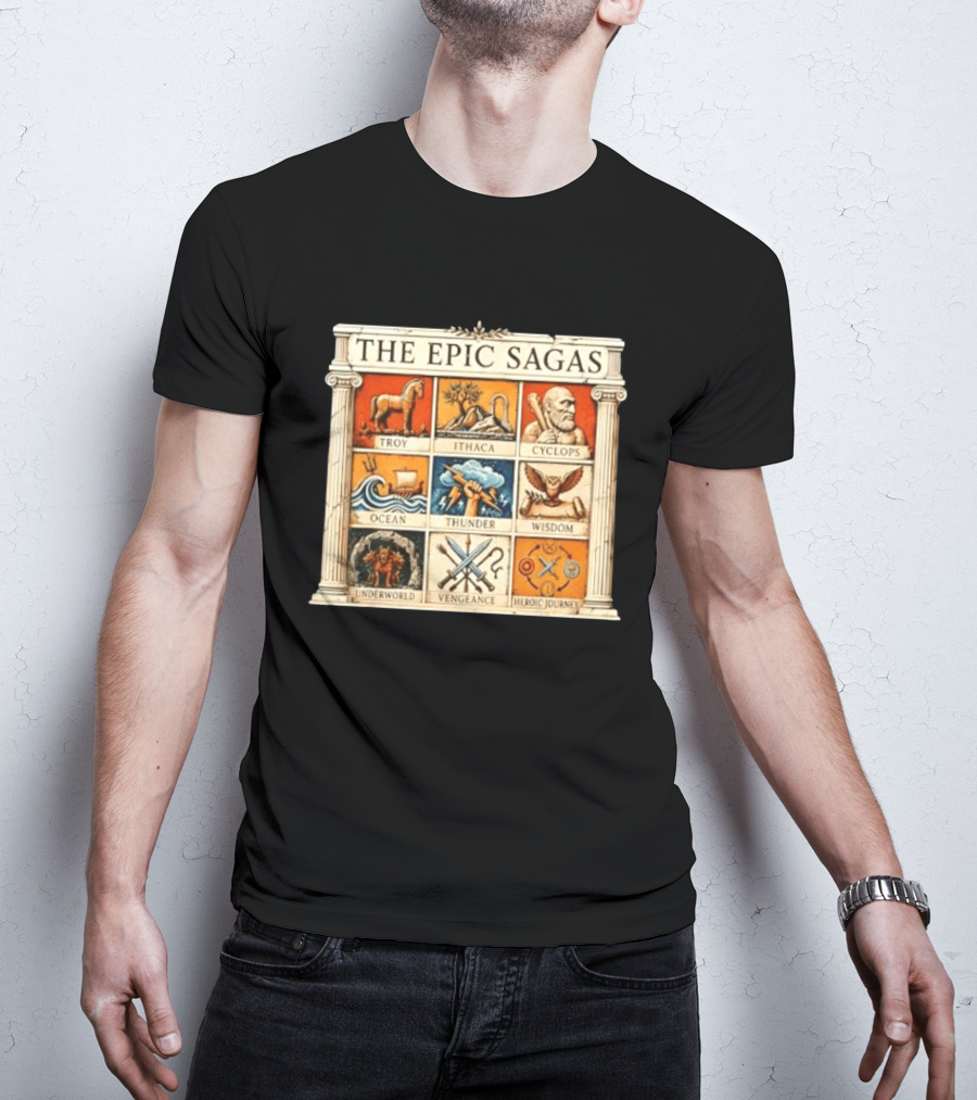 The Epic Sagas Odysseus Trojan War Ocean Thunder Underworld Cyclops Vengeance Heroic Journey T-Shirt
