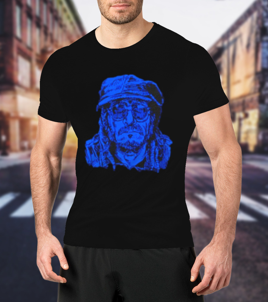 Keith Morris Blue Illustration Iconic Cap And Glasses T-Shirt