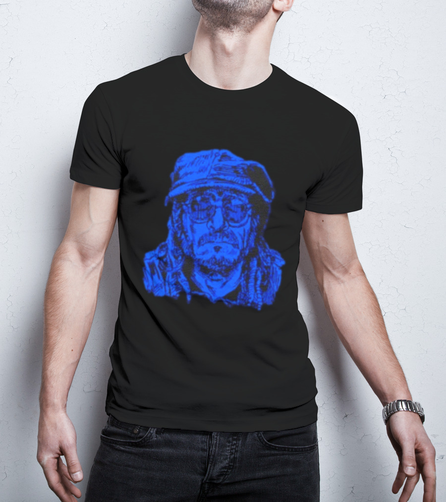 Keith Morris Blue Illustration Iconic Cap And Glasses T-Shirt