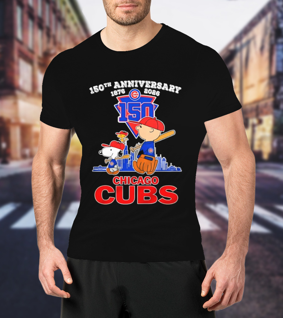 Snoopy Charlie Brown Woodstock Chicago Cubs 150th Anniversary 1876 2026 MLB 150 T-Shirt