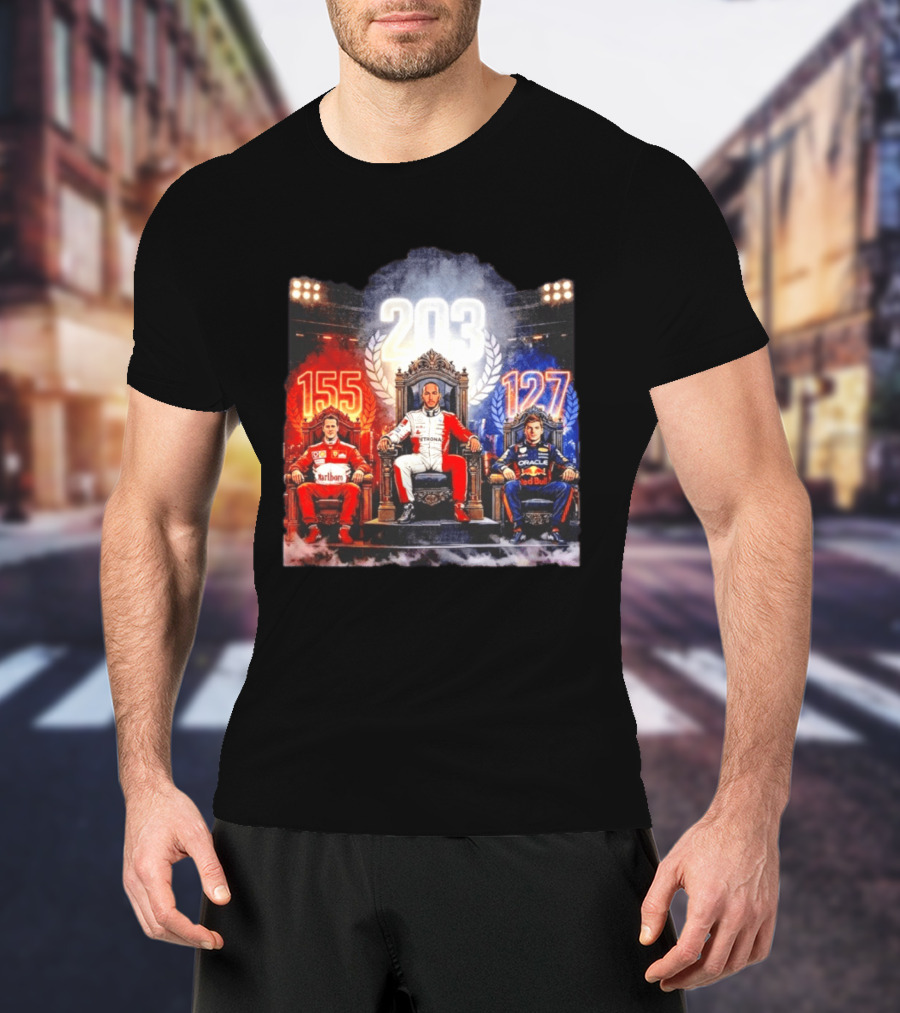 Michael Schumacher Lewis Hamilton Max Verstappen F1 155 203 127 Racing Legends T-Shirt