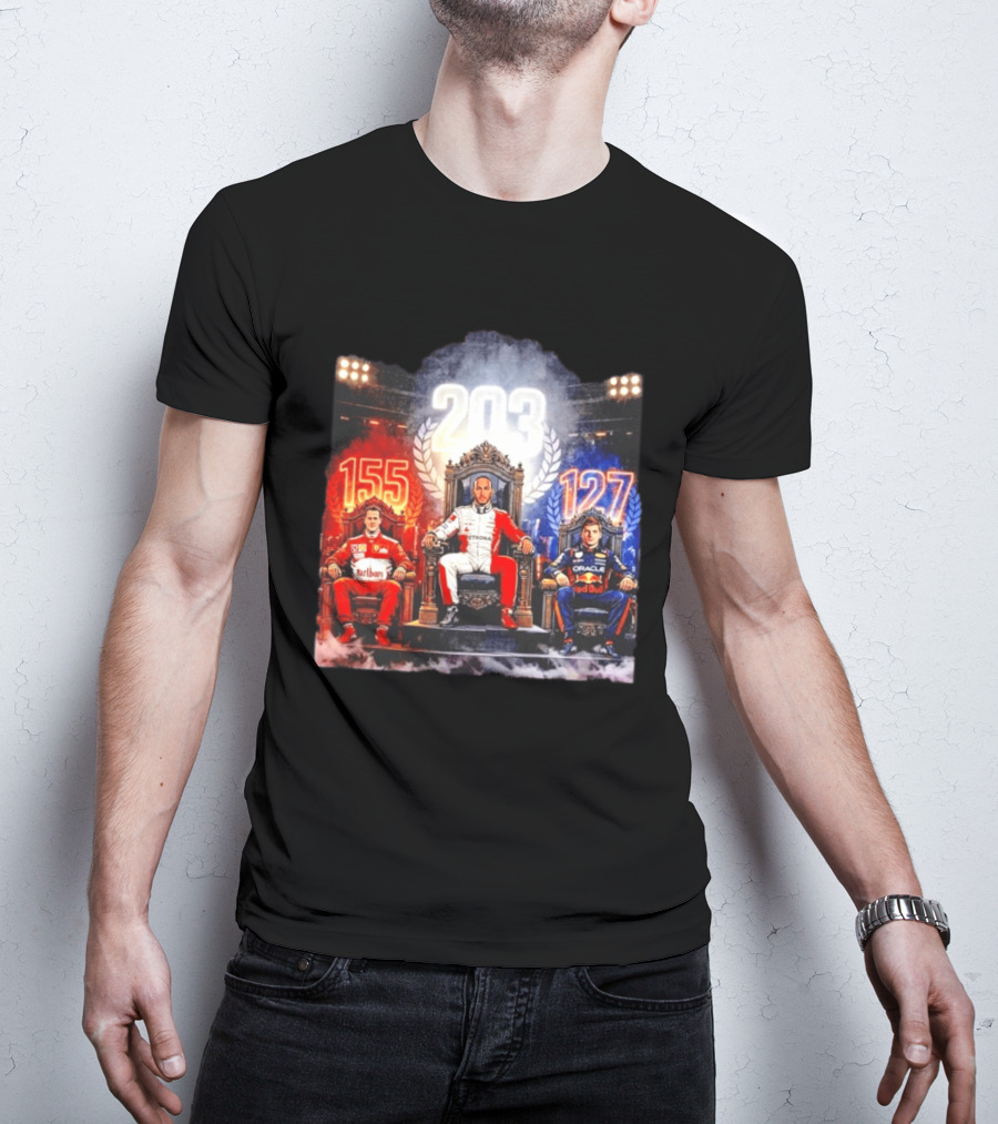 Michael Schumacher Lewis Hamilton Max Verstappen F1 155 203 127 Racing Legends T-Shirt
