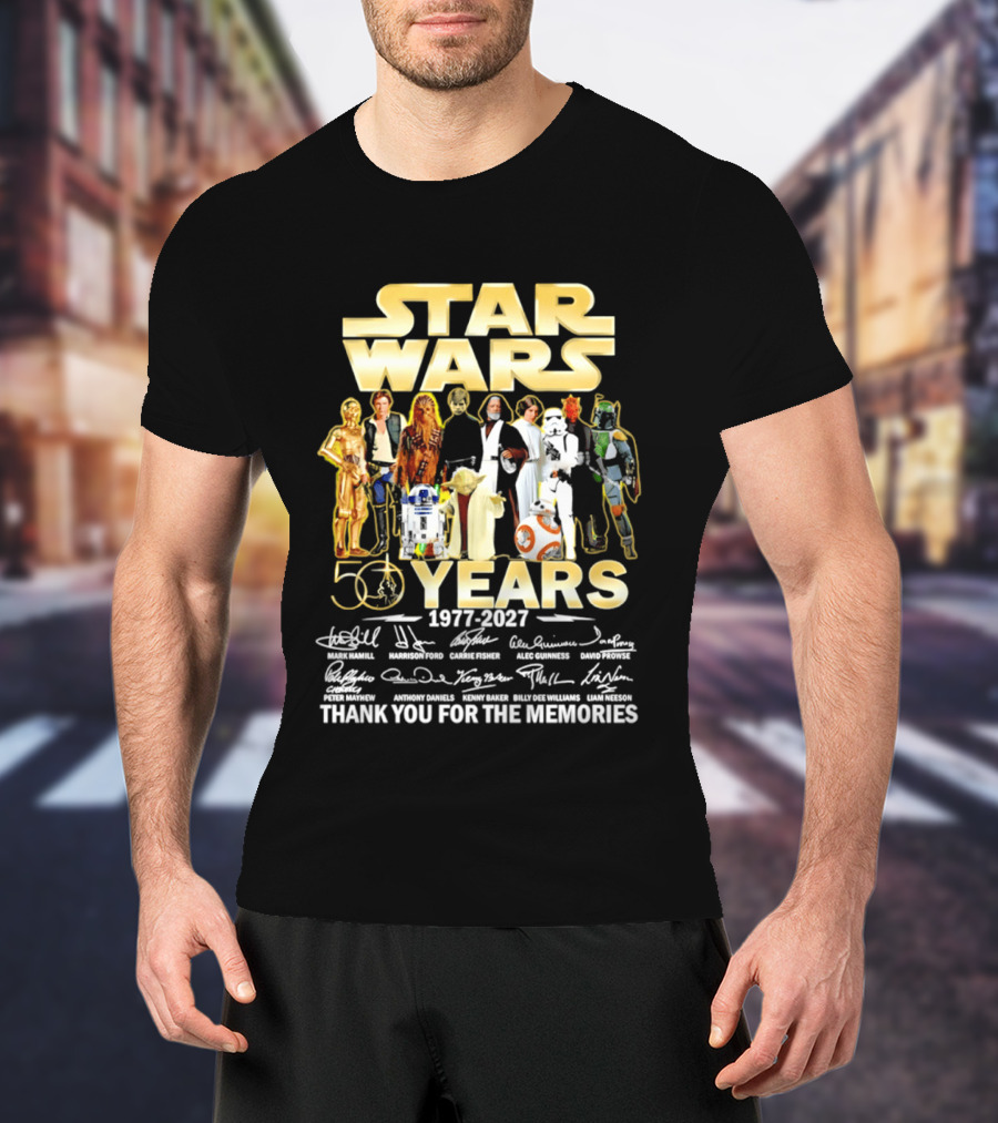 Star Wars 50 Years 1977 2027 Thank You For The Memories With Iconic Signatures T-Shirt
