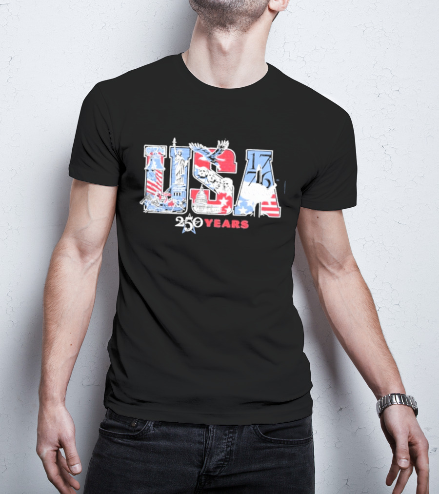 USA 250 Years 1776 2026 American Flag Liberty Eagle T-Shirt