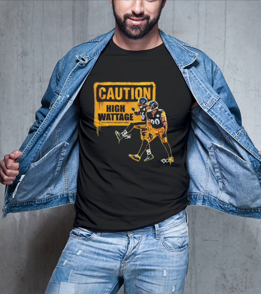Caution High Wattage Alex Highsmith TJ Watt Pittsburgh Steelers Sack T-Shirt