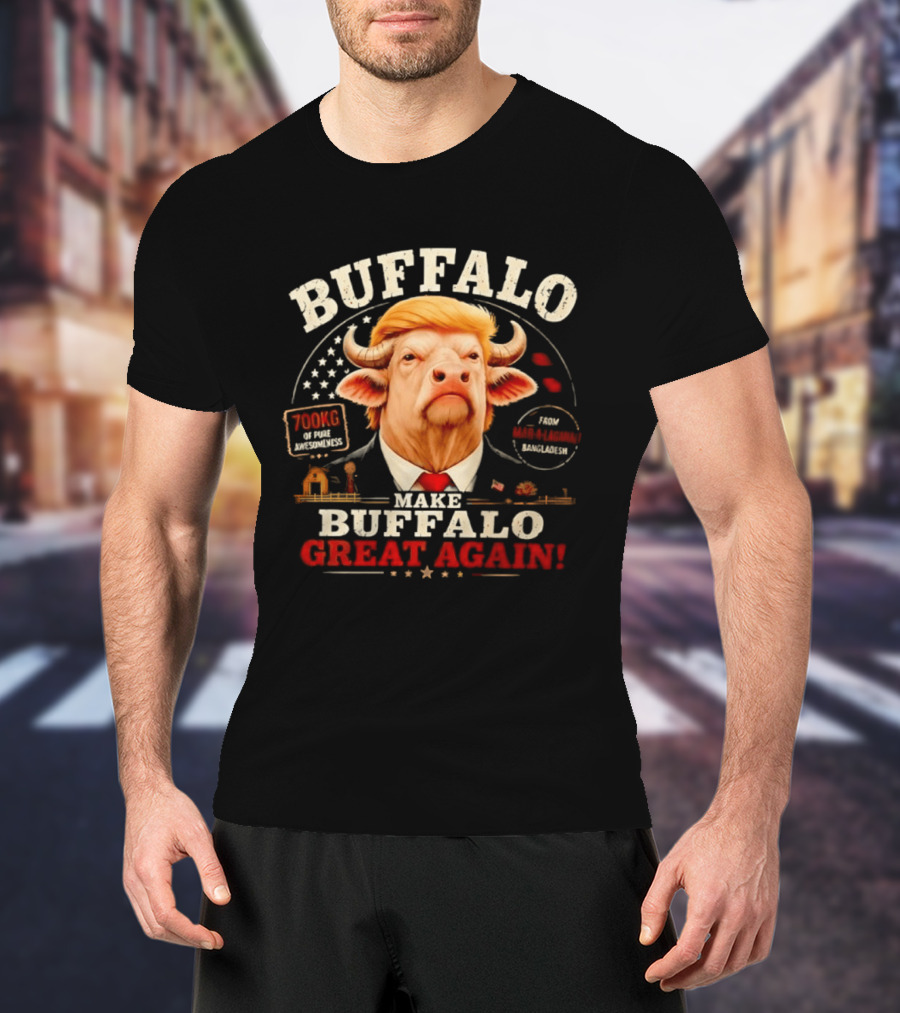 Buffalo Make Buffalo Great Again Funny Graphic With Trump Hair And Star T-Shirt