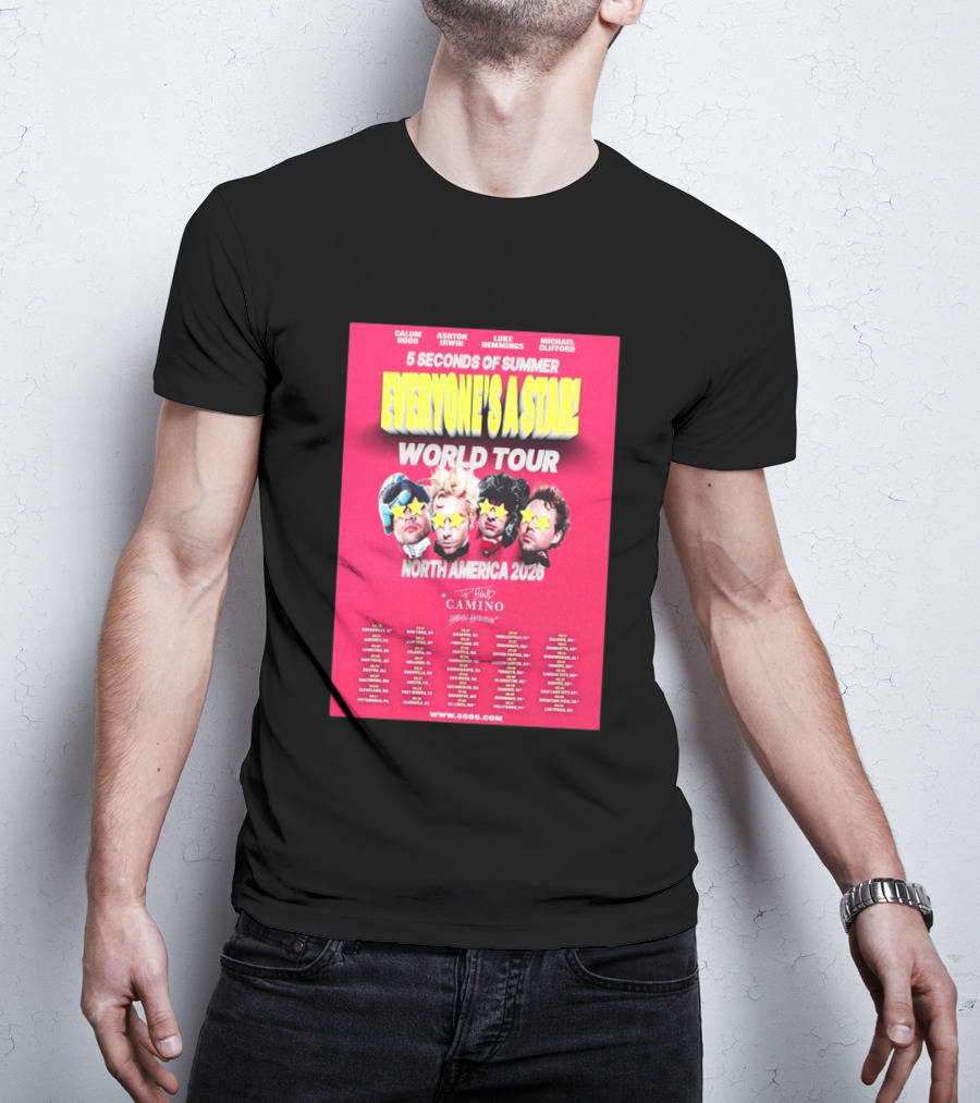 5 Seconds Of Summer Everyone's A Star World Tour North America 2026 Haiden Henderson T-Shirt