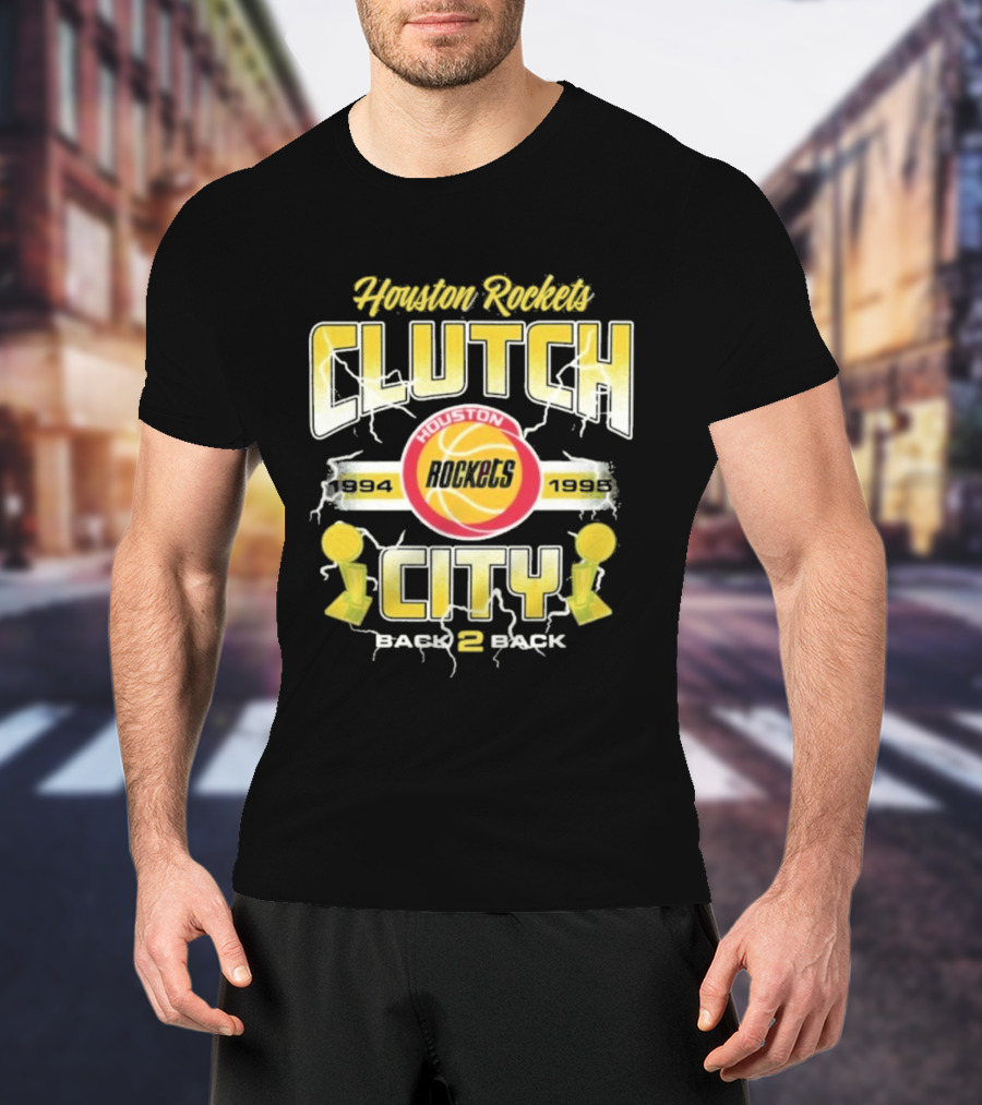 Houston Rockets Clutch City Back 2 Back 1994 1995 NBA Champs T-Shirt