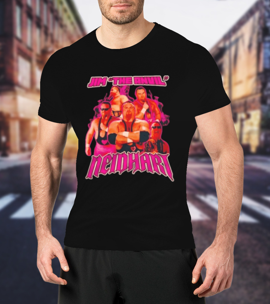 Jim Neidhart The Anvil Wrestler Pink Collage Neidhart T-Shirt