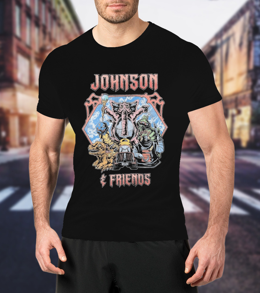 Johnson And Friends Elephant Dinosaur Robot Cartoon T-Shirt