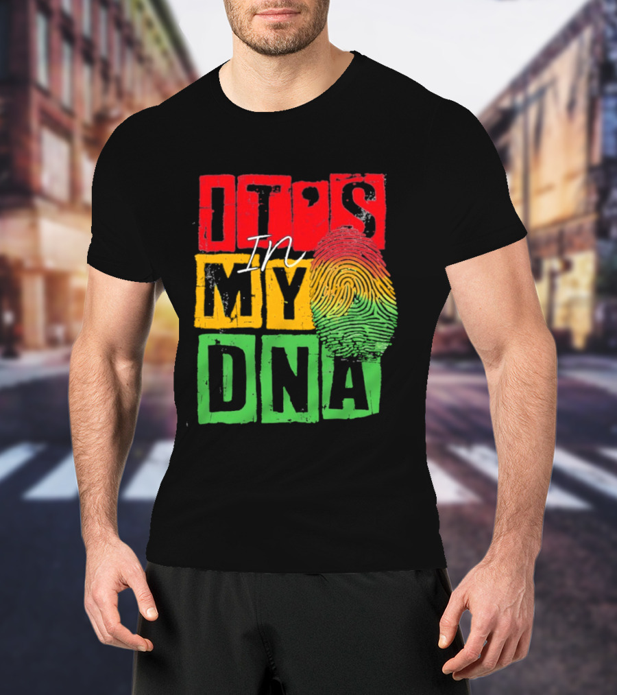 Juneteenth Black Queen It's In My DNA Fingerprint Red Yellow Green T-Shirt