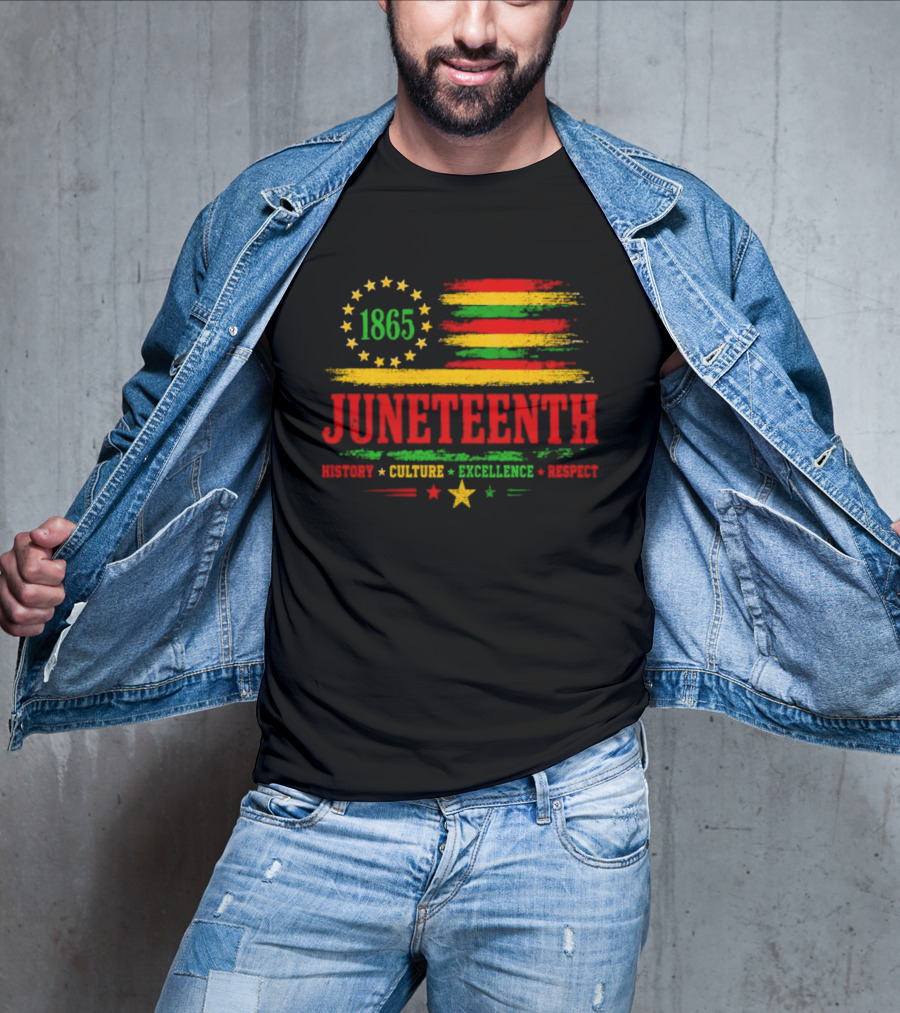 Juneteenth 1865 Flag History Culture Excellence Respect T-Shirt