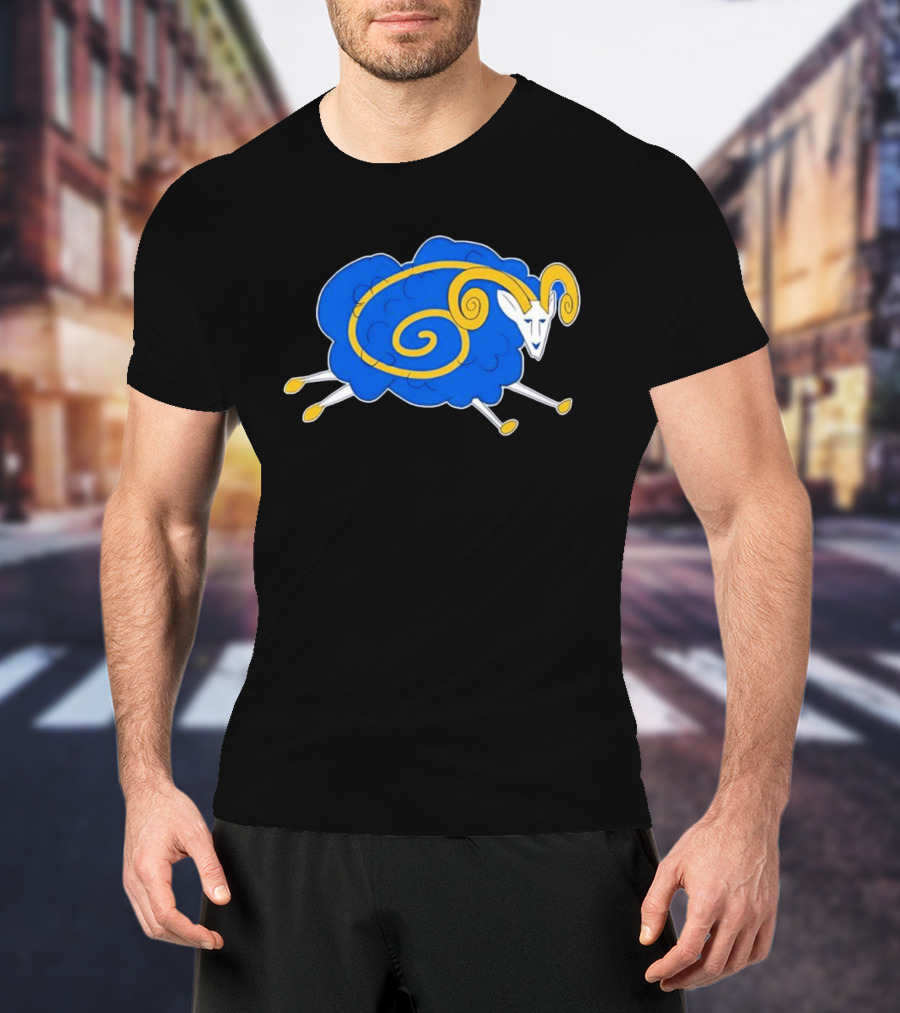 Los Angeles Rams Cursed Spiral Blue Sheep T-Shirt