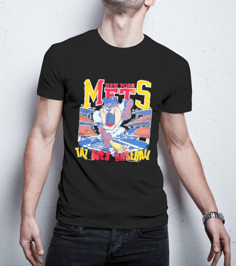 New York Mets Taz Does Baseball Stadium Scene T-Shirt