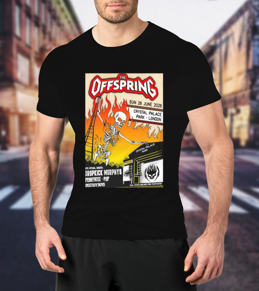 The Offspring Concert June 28 2026 Crystal Palace Park London Dropkick Murphys Pennywise Pup Destroy Boys T-Shirt