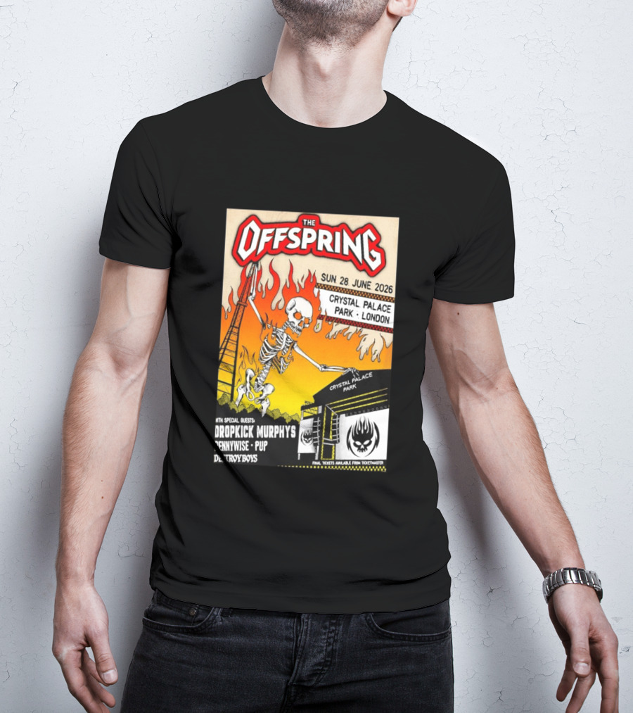 The Offspring Concert June 28 2026 Crystal Palace Park London Dropkick Murphys Pennywise Pup Destroy Boys T-Shirt