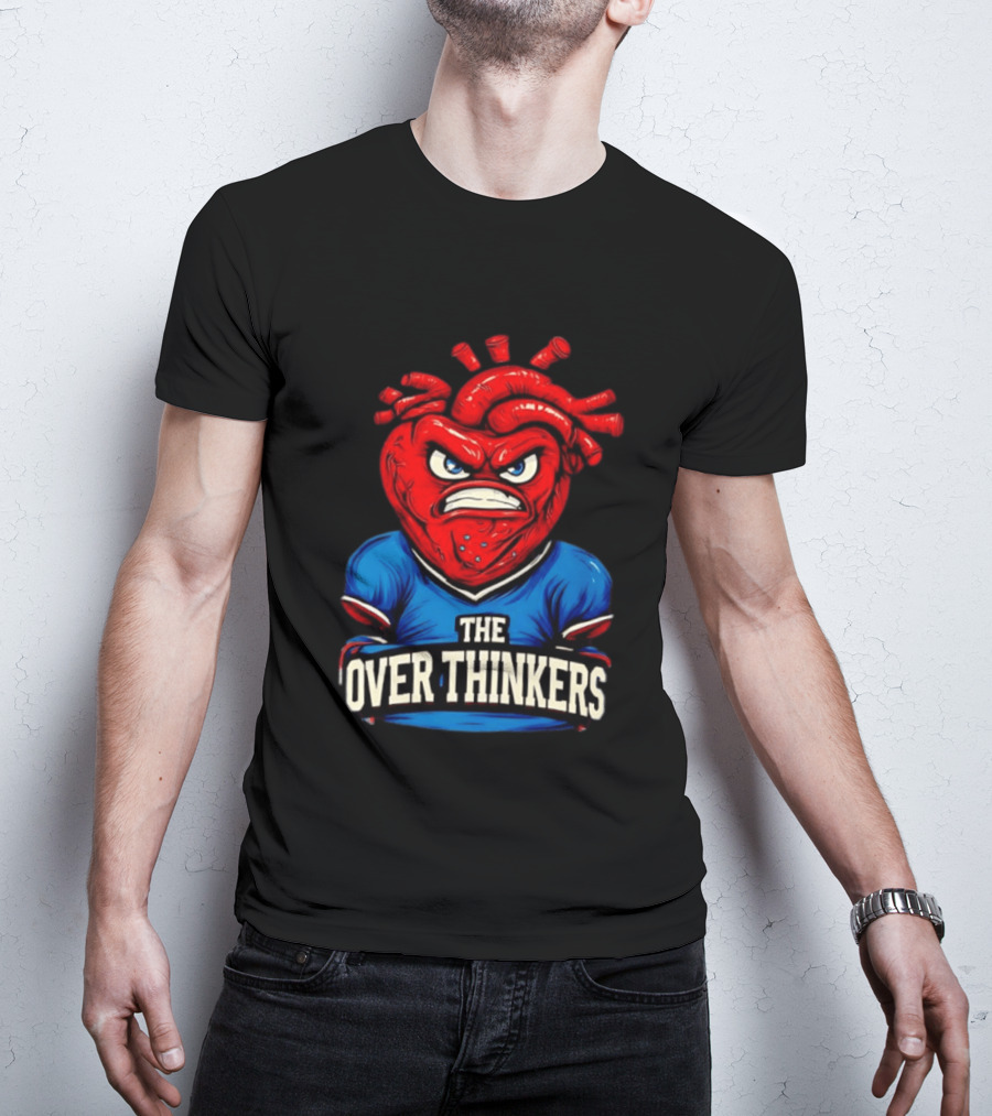 The Overthinkers Varsity Angry Heart Bold Red Blue T-Shirt