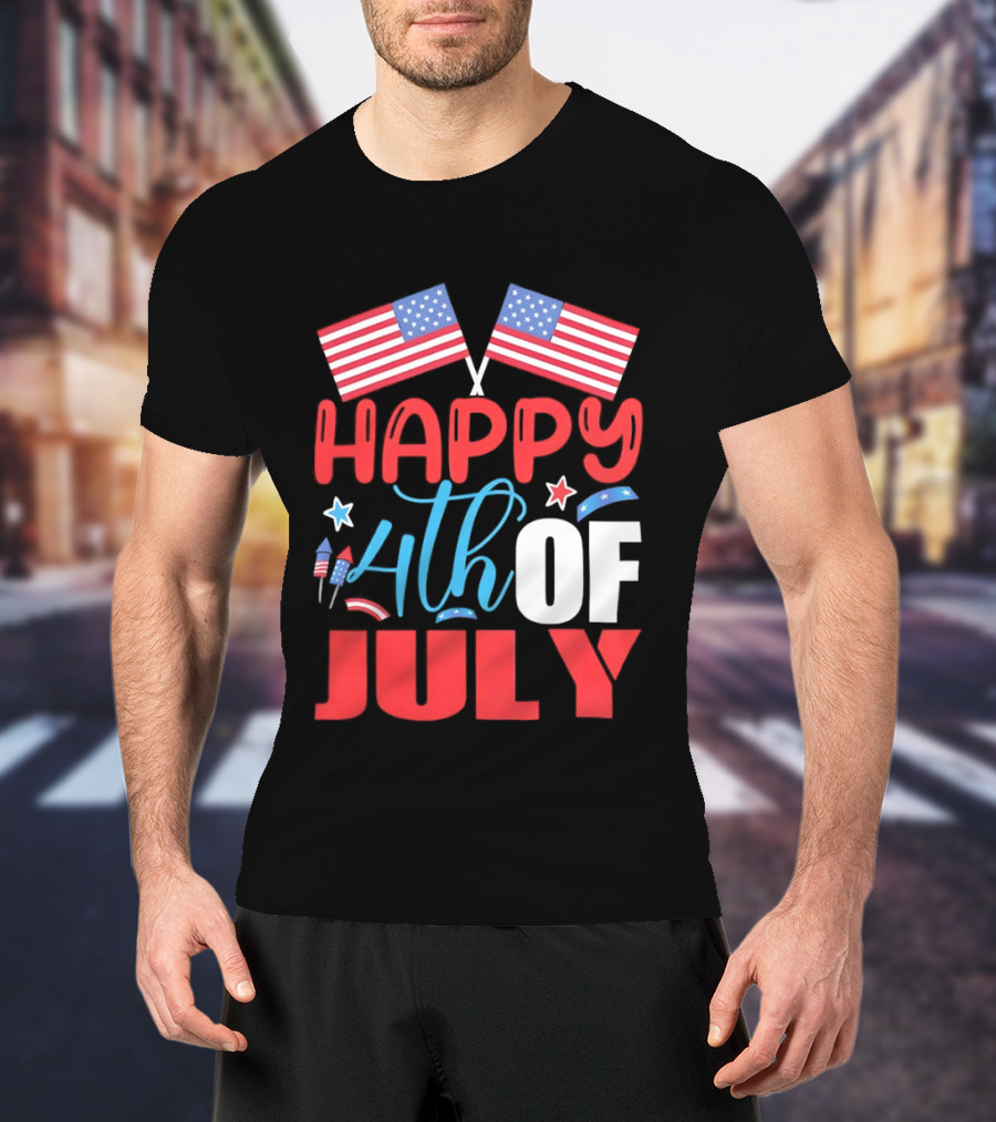 American Independence Day Happy 4th Of July USA Flags Celebration T-Shirt