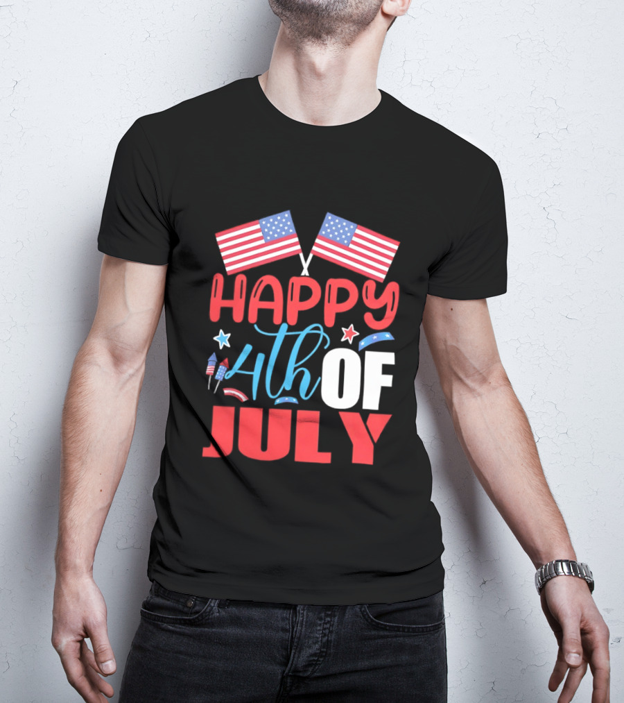 American Independence Day Happy 4th Of July USA Flags Celebration T-Shirt