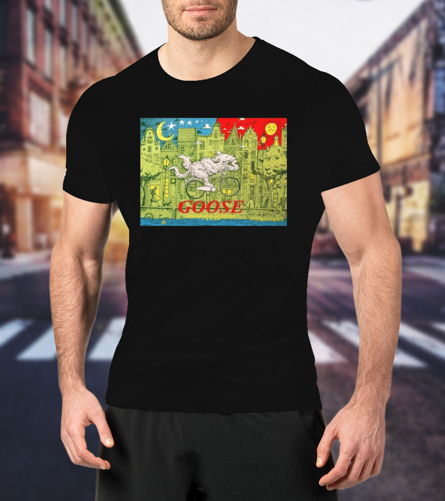 Goose Amsterdam Netherlands 2026 Melkweg Max 27 28 May Gig Bicycle Moon Sun Wolf Houses T-Shirt