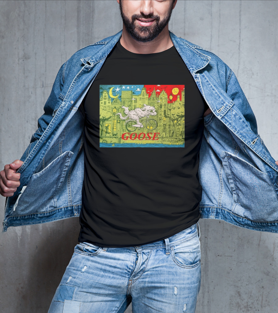 Goose Amsterdam Netherlands 2026 Melkweg Max 27 28 May Gig Bicycle Moon Sun Wolf Houses T-Shirt