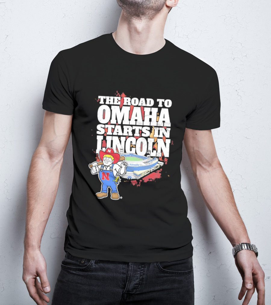 Herbie Husker Cornhuskers Road To Omaha Lincoln Nebraska Stadium T-Shirt